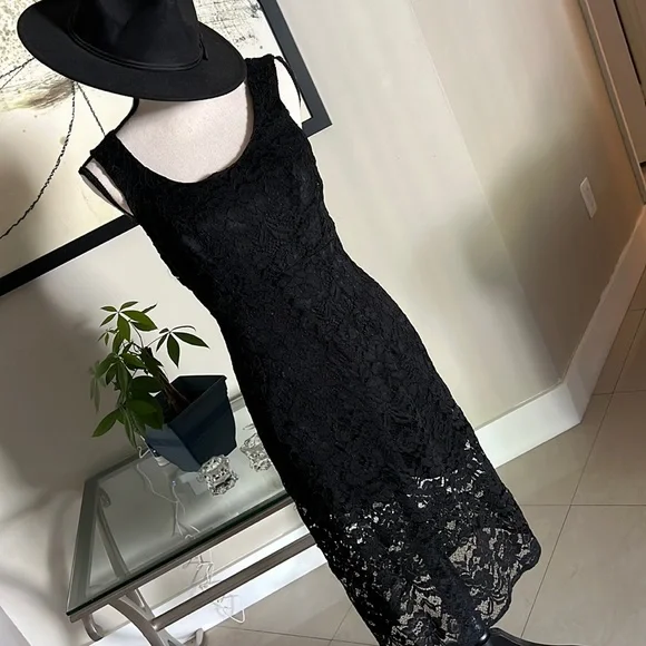 chinese dress ladies Ermanno Scervino Black Lace Lined Stretch Mini Women's Dress